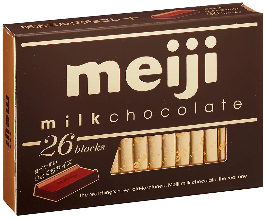 Meiji Japan Milk Chocolate Bars 26 Block 4.2oz 6ct Tray