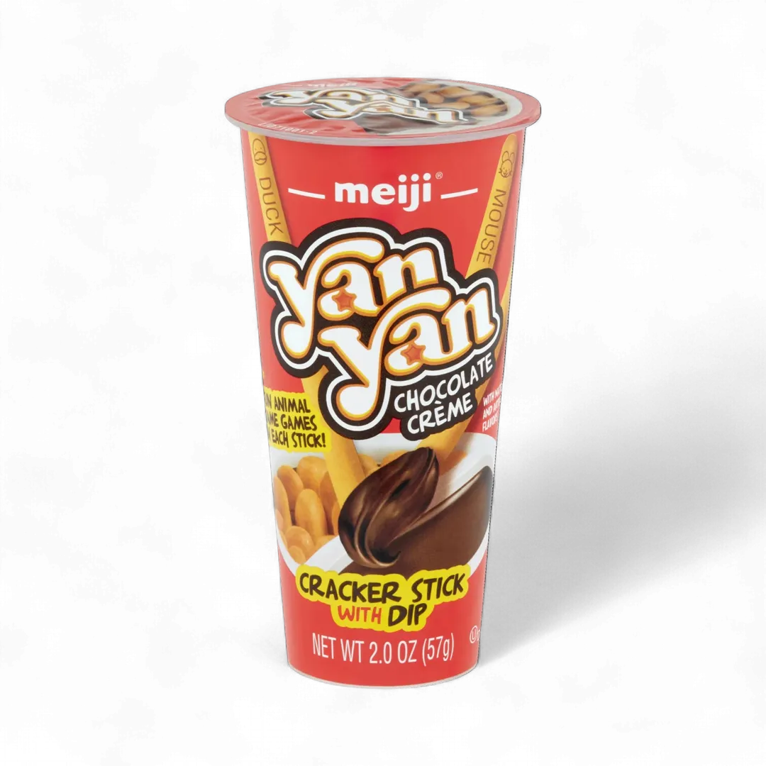 Meiji Yan Yan Dipping Sticks Chocolate Crème 10 Count 2 Ounce Display Tray
