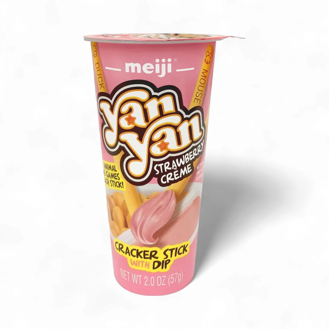 Meiji Yan Yan Dipping Sticks Strawberry Crème 10 Count 2 Ounce Display Tray