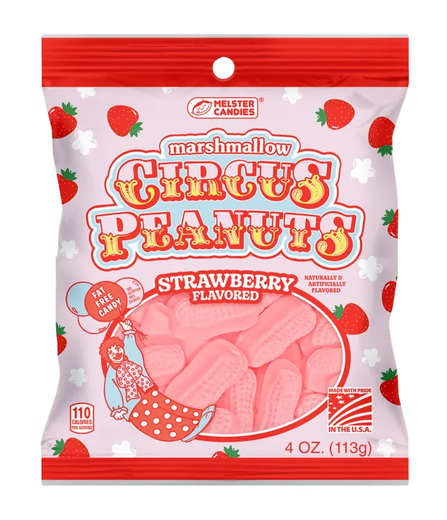 Melster Circus Marshmallow Peanuts Strawberry 4oz 12 ct
