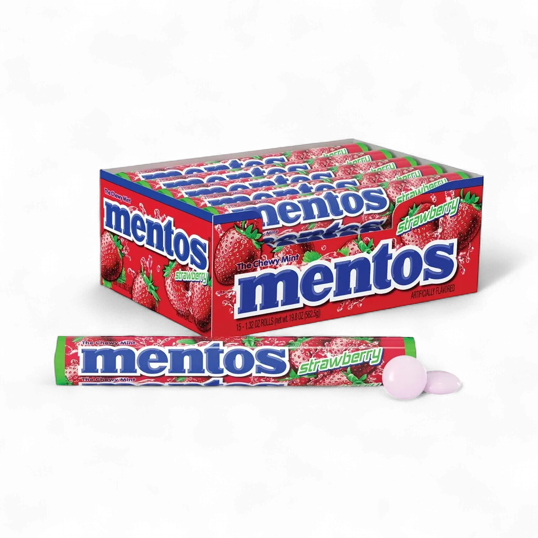 Mentos Chewy Mint Candy Roll Strawberry15 ct