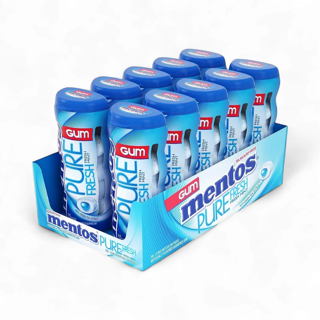 Mentos Fresh Mint Gum 10 count 15 piece bottles
