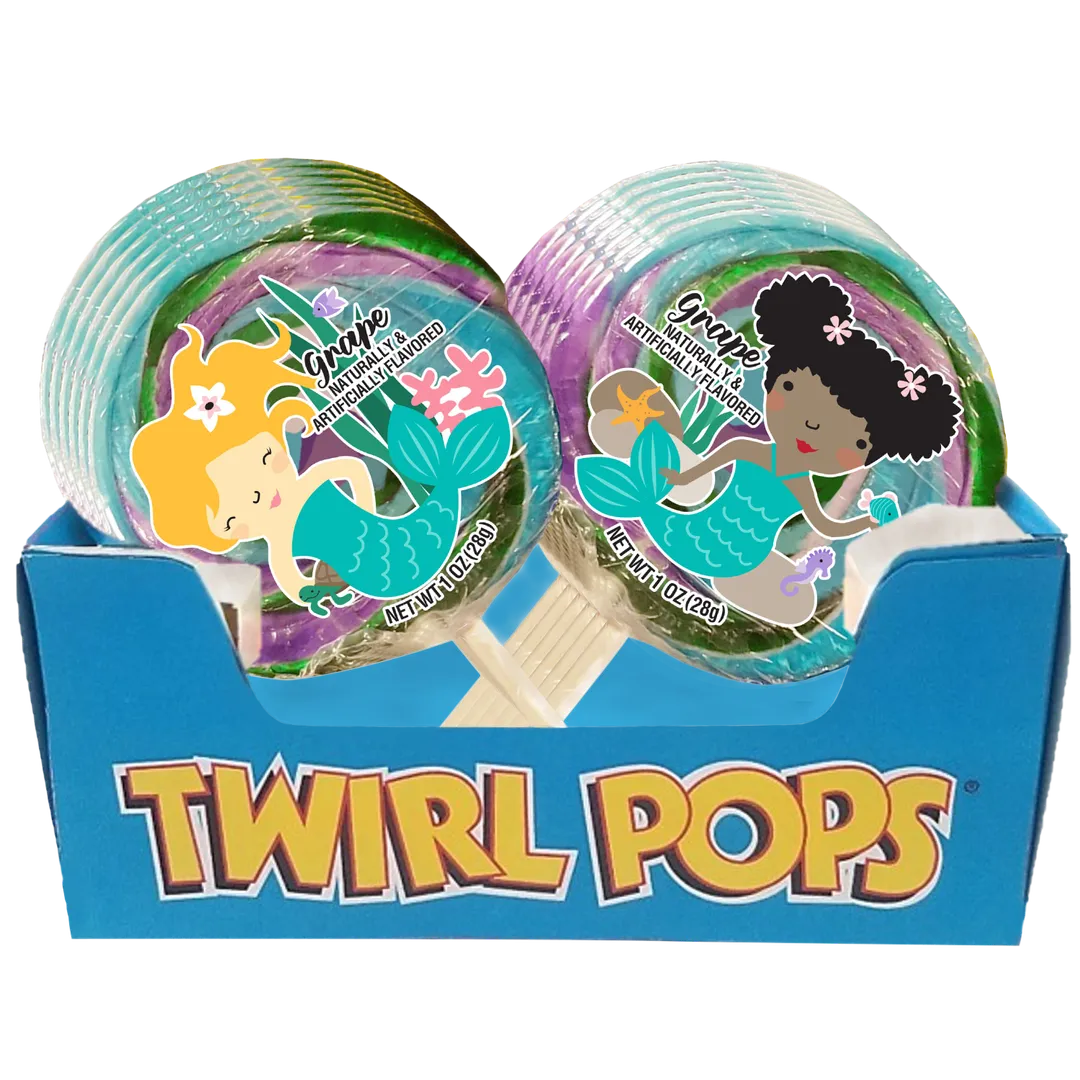 Mermaid Twirl Grape Lollipops 1oz 12 ct Assorted Tray