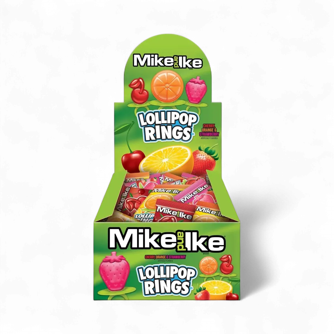 Mike And Ike Lollipop Rings 24 Count 0.42 Ounce Each Tray