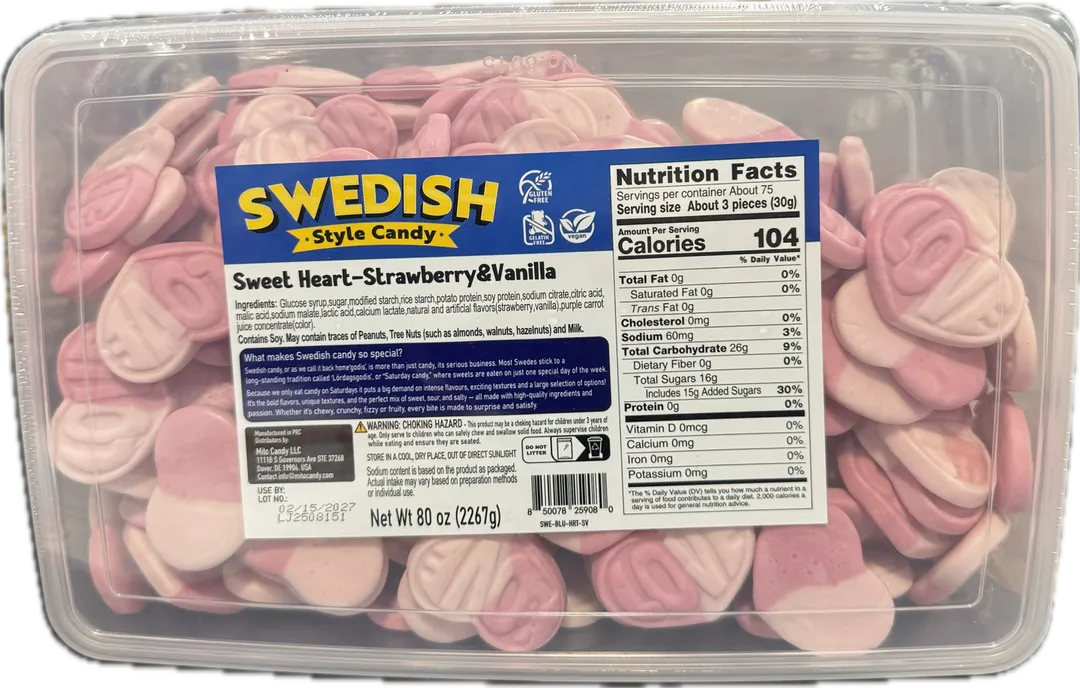 Mito Swedish Style Gummy Hearts Strawberry Vanilla 5 lb
