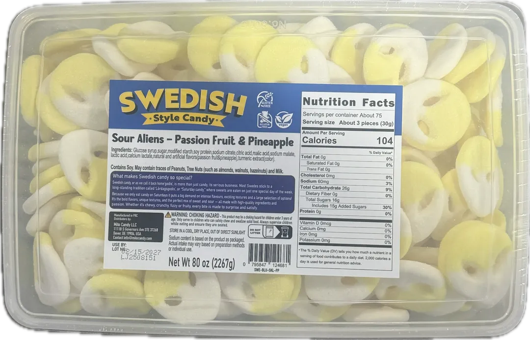 Mito Swedish Style Gummy Sour Alien Passion Fruit Pineapple 5lb