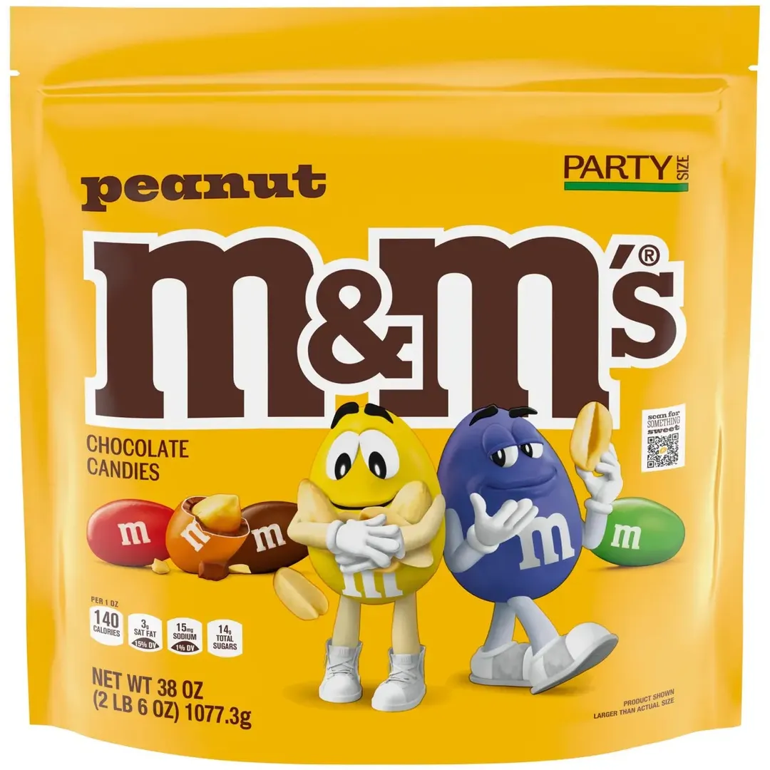 M&M Peanut Chocolate Candy Party Size Bag 38 oz