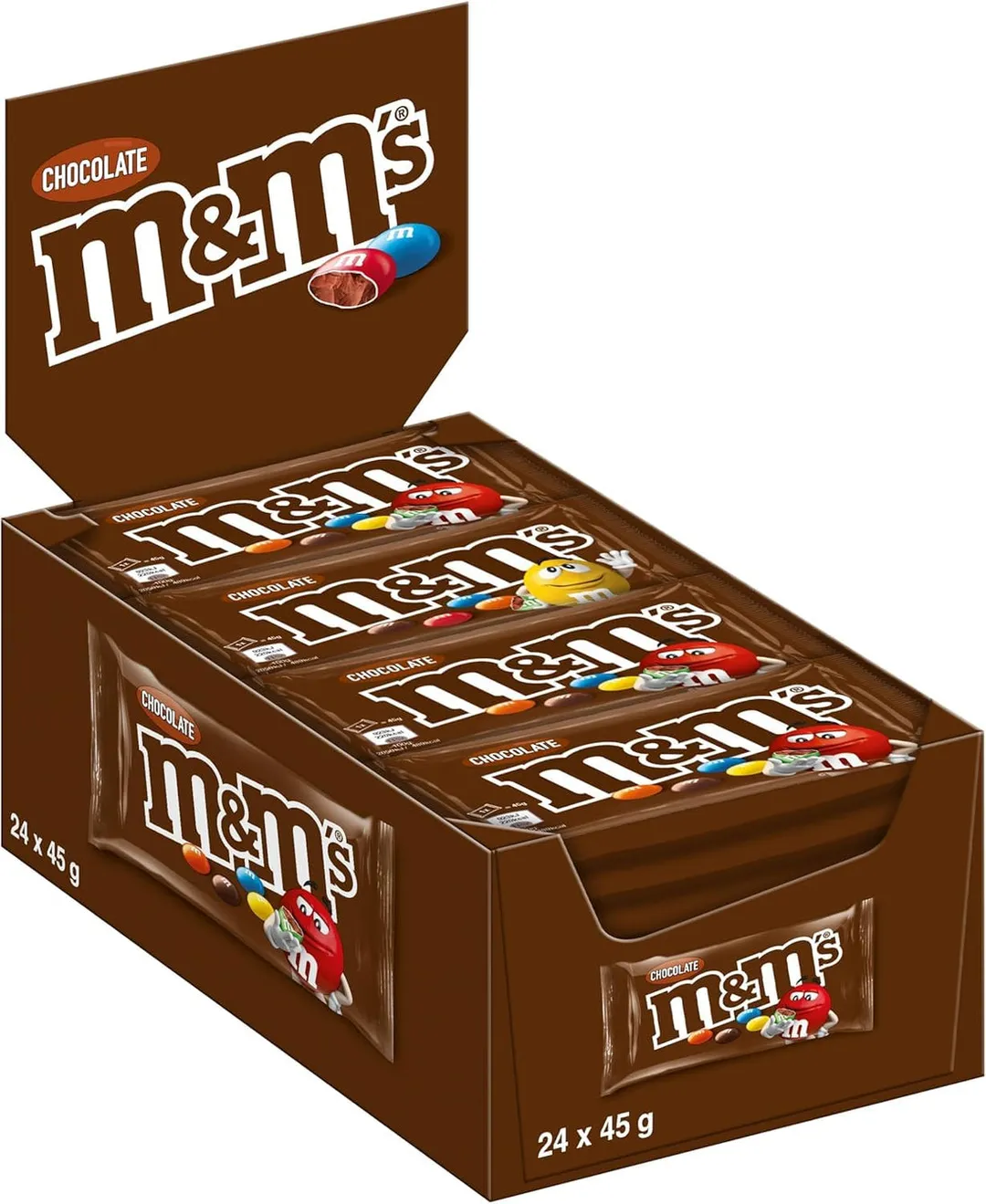 M&M UK Import Plain Milk Chocolate 45g 24 ct Tray