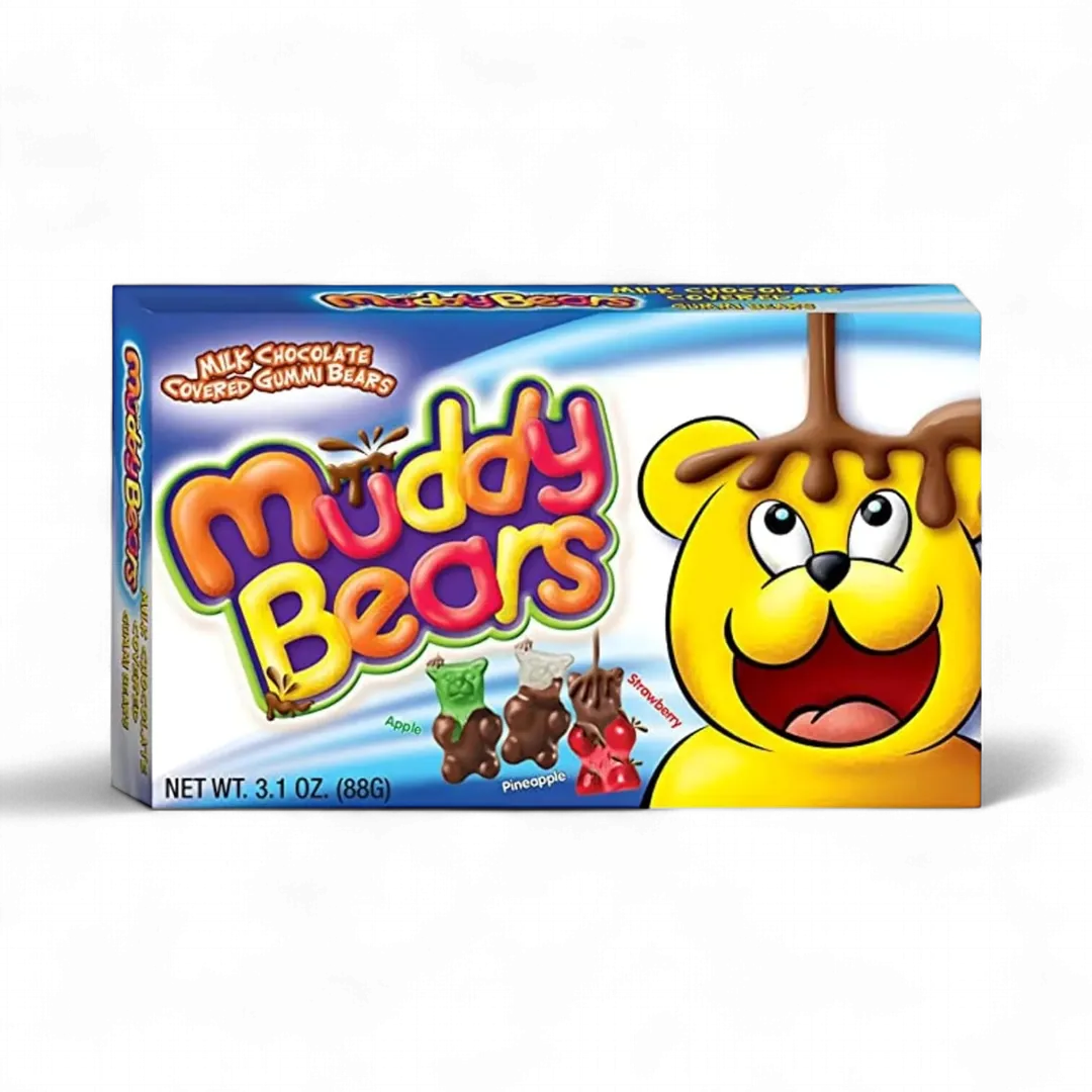Muddy Bears Chocolate Covered Gummi Bears 3.1 ounce 12 count theater box