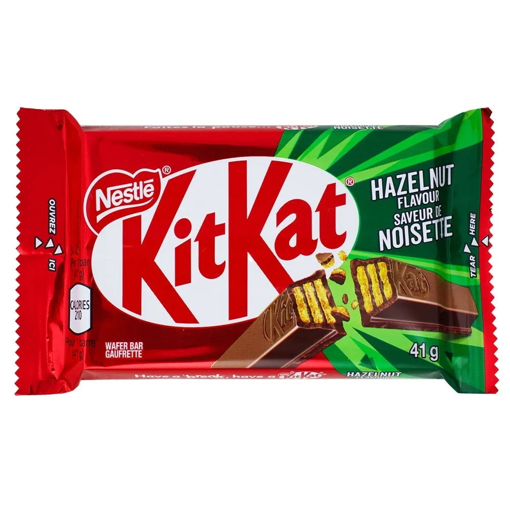 Nestle UK Import Kit Kat Hazelnut Chocolate Bar 41.5g 24ct