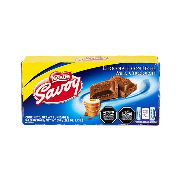 Nestle Venezuelan Savoy Chocolate De Leche Milk Bar 4.58oz 5ct