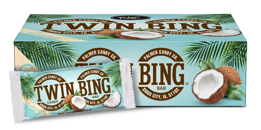 Palmers Twin Bing Chocolate Covered COCONUT Candy Bar 36ct