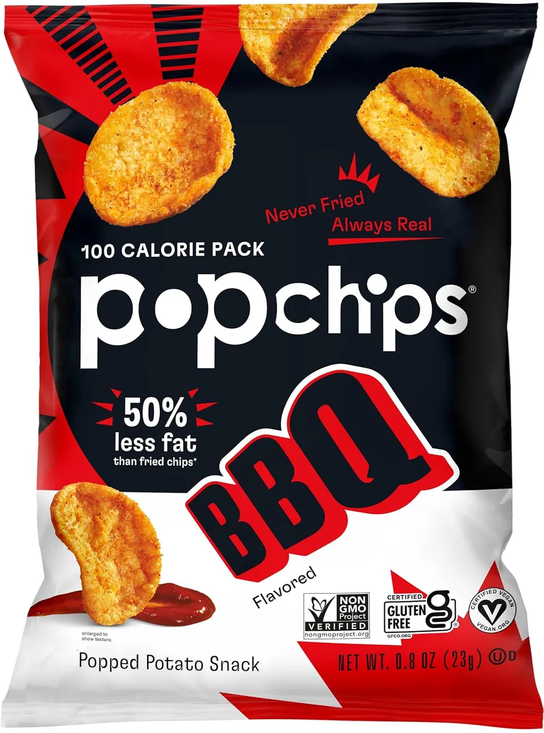 Popchips Popped Potato Chips Barbecue BBQ 0.8 oz 24ct