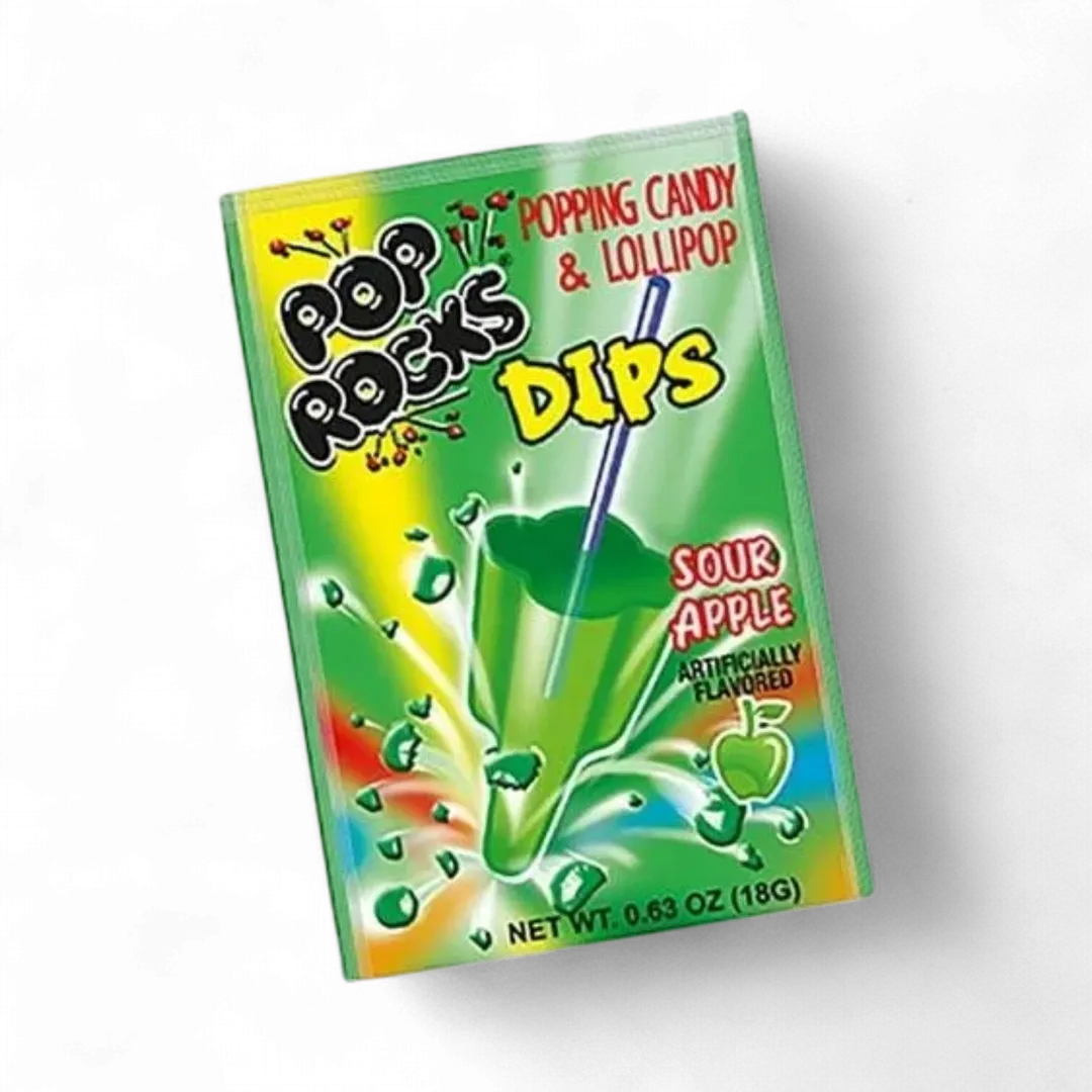 Pop Rocks Dips Candy & Lollipop Apple Flavor 18 Count 0.63 Ounce