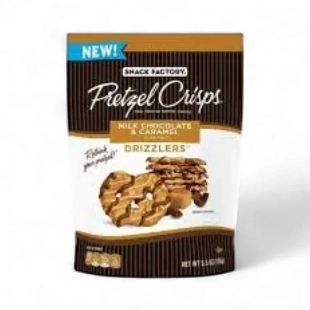 Pretzel Crisps Drizzlers Milk Chocolate And Caramel 12 Count 5.5 Ounce Bag