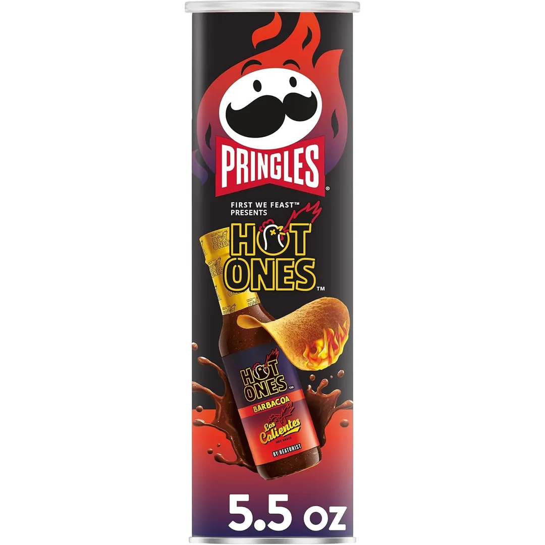 Pringles Chips Hot Ones Los Calientes Barbacoa 5.5 oz Can 3 Pack