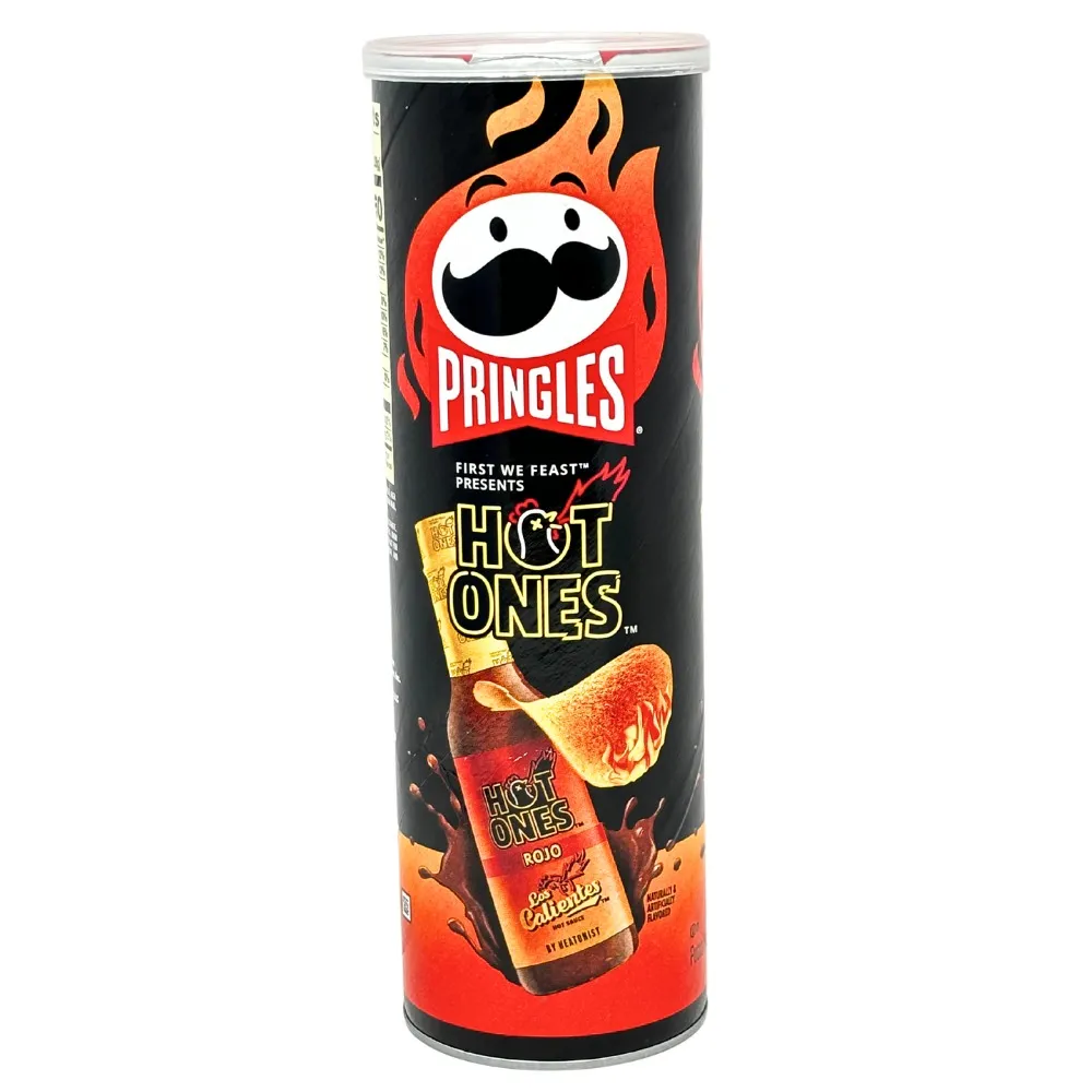 Pringles Chips Hot Ones ROJO Jalapeno 5.5 oz Can 3 Pack