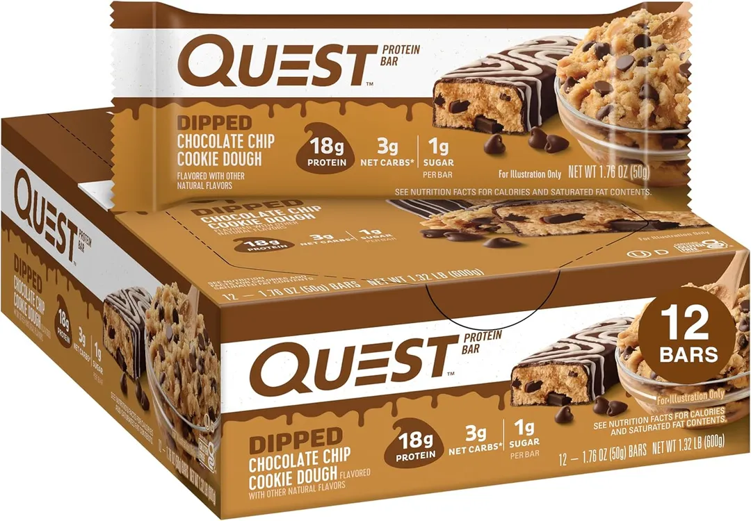 Quest Protein Bar Dipped Chocolate Chip Cookie Dough 12 ct