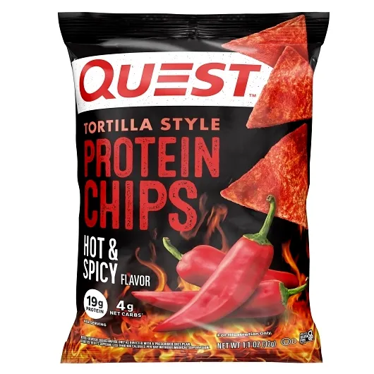 Quest Protein Chips Hot & Spicy Tortillas 1.1 oz 8ct Tray