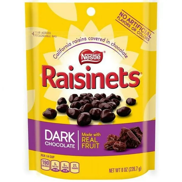 Raisinets DARK Chocolate Covered Raisins 8 oz Bag 4 ct