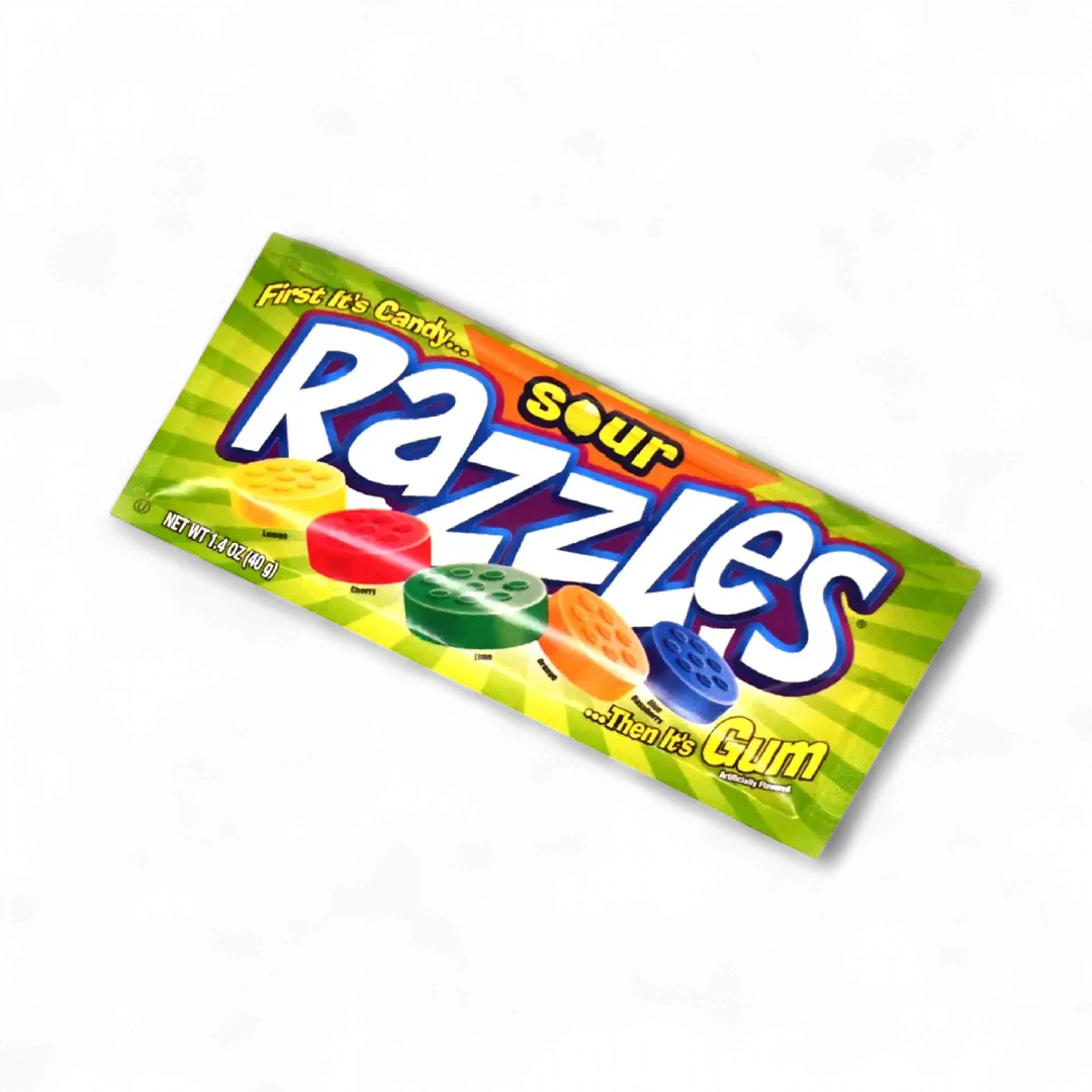 Razzles Sour Candy Gum 24 Count 1.4 ounce