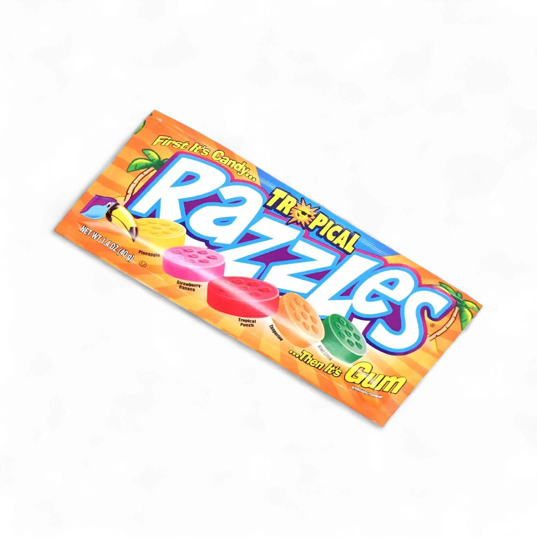 Razzles Tropical Flavor Candy Gum 24 Count 1.4 ounce