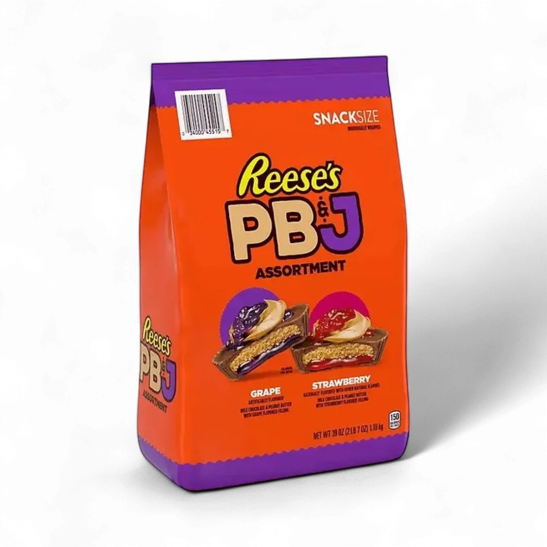 Reese's PB&J Peanut Butter Cups Strawberry Grape Snack Size 39 oz