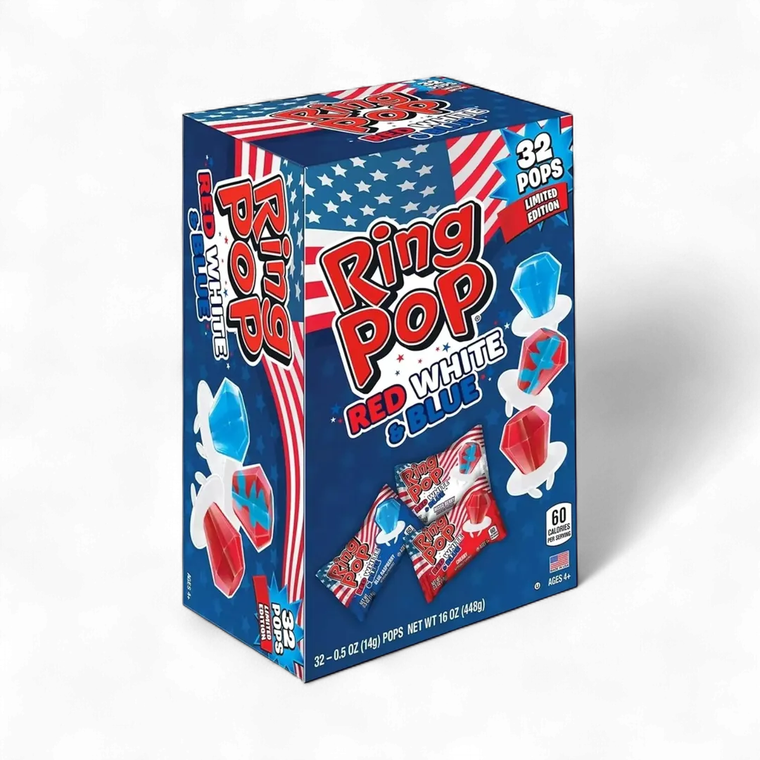 Ring Pop Red, White, And Blue 4th of July Summer 32 ct