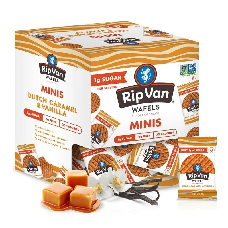 Rip Van Dutch Low Sugar Caramel & Vanilla Wafels 0.28 oz 32 ct