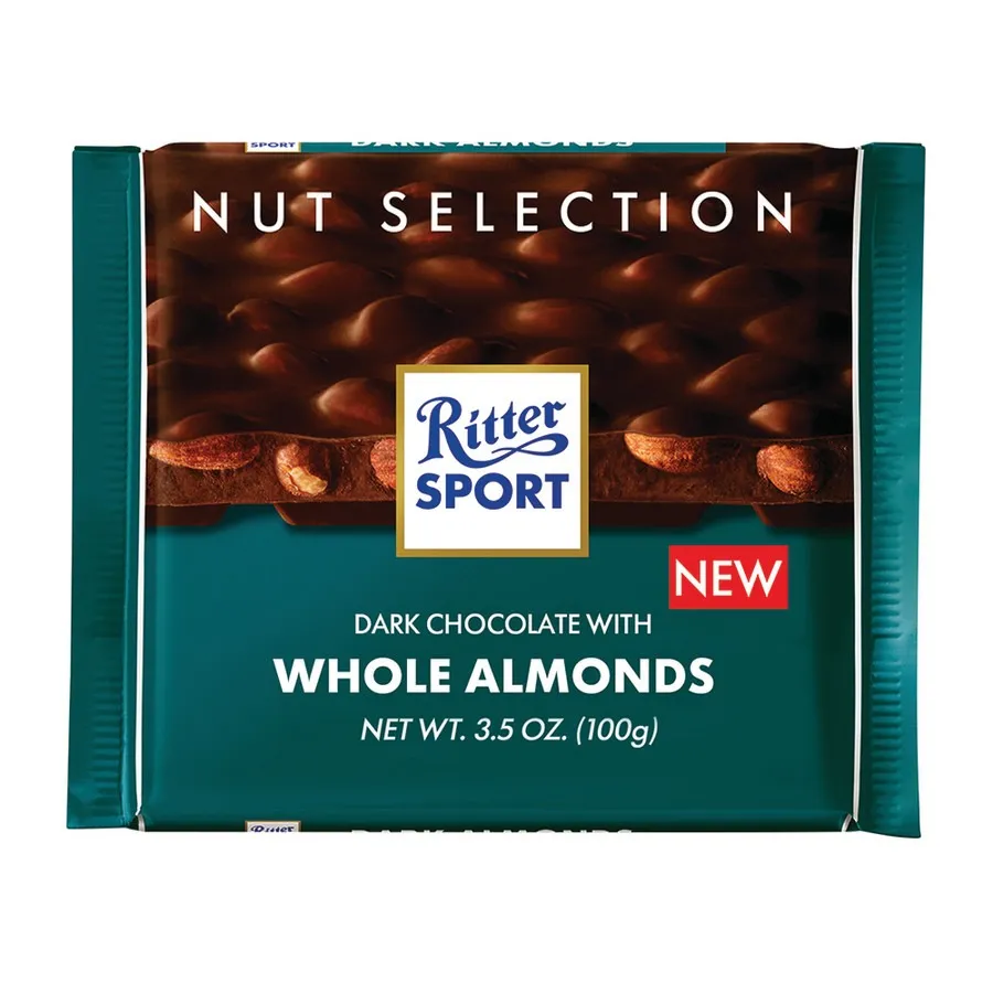 Ritter Sport Dark Chocolate Whole ALMONDS Bar 3.5oz 10ct