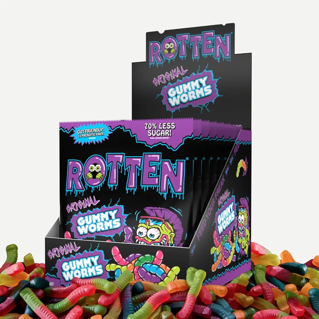Rotten Candy Lower Sugar Original Gummy Worms 1.8 oz 8 ct
