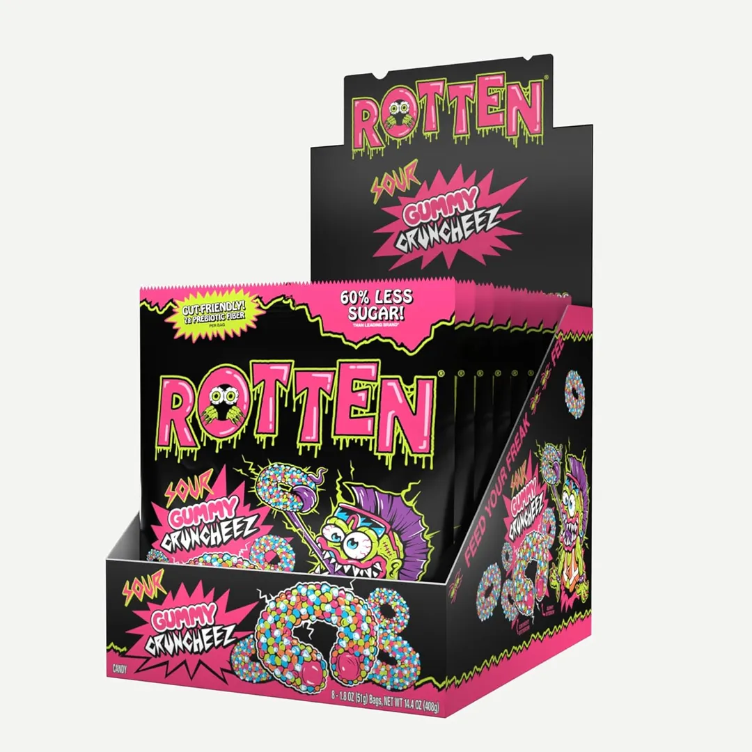 Rotten Candy Lower Sugar Sour Gummy Cruncheez 1.8 oz 8 ct