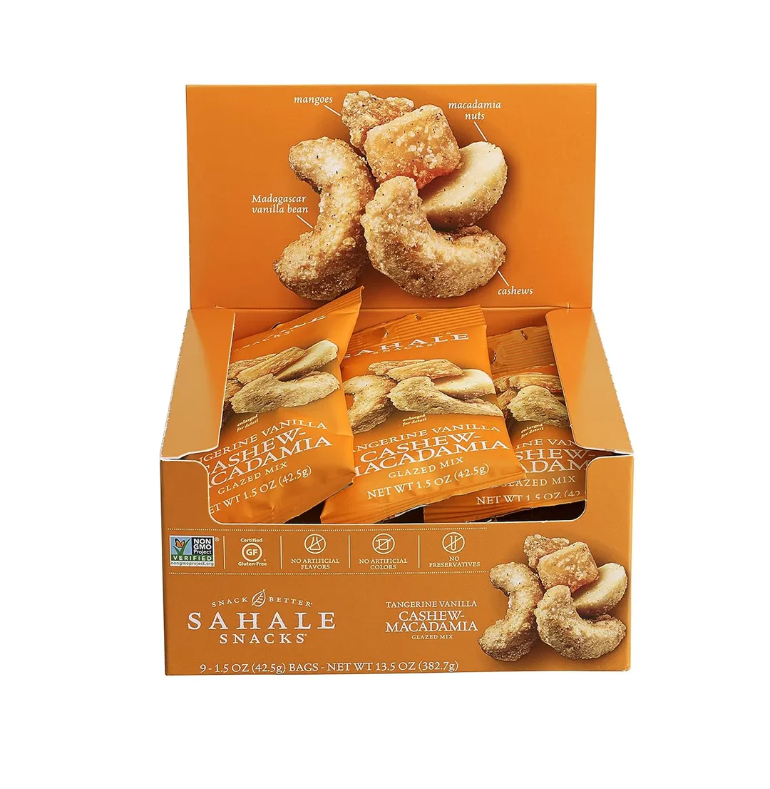 Sahale Tangerine Vanilla Cashew Macadamia Glazed Mix 1.5 0z 9 ct Tray