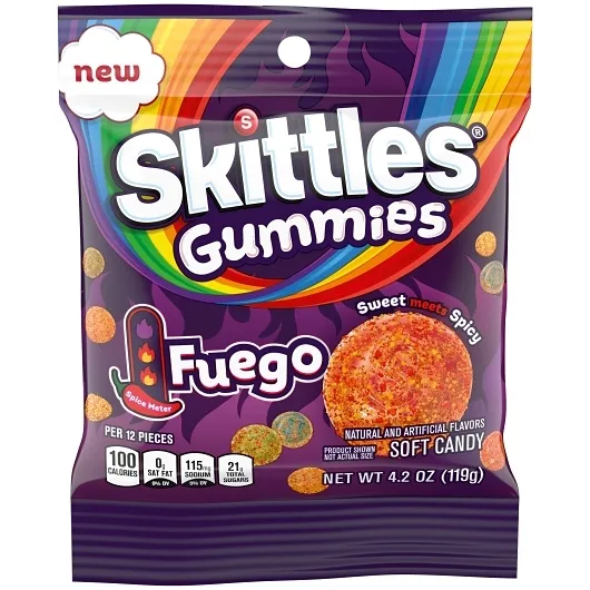 Skittles Fuego Spicy Fire Gummies 4.2 oz 12ct Peg