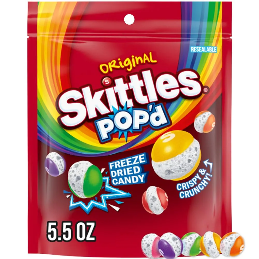 Skittles POP'd ORIGINAL Freeze Dried Candy 5.5 oz 8ct