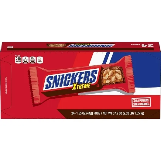 Snickers Xtreme Extra Peanuts & Caramel Chocolate 1.55oz 24ct