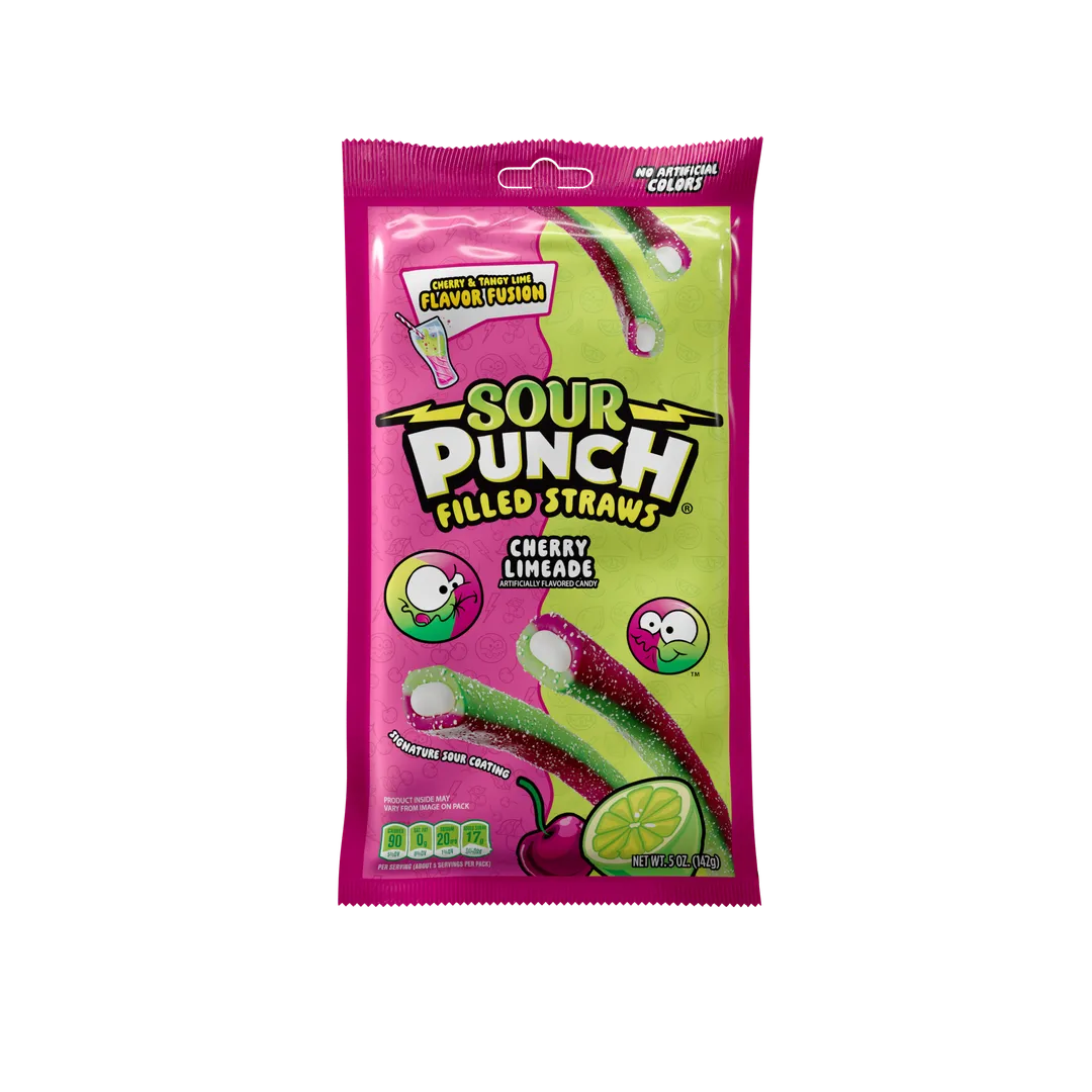 Sour Punch Filled Straw 5 Oz Cherry Limeade Single Bag