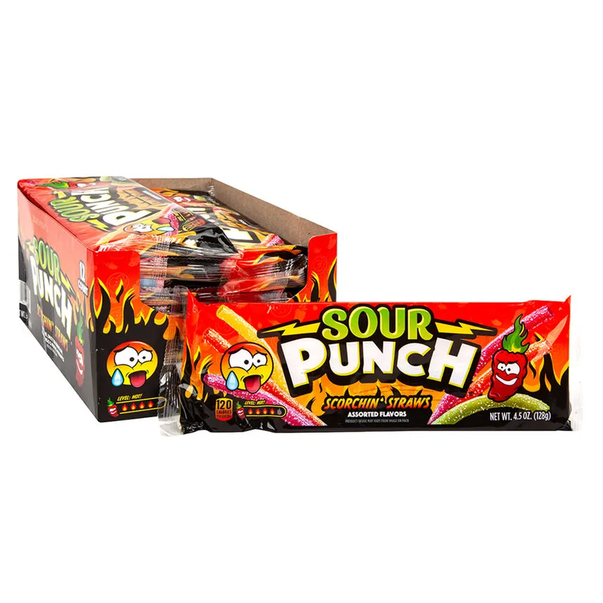 Sour Punch Scorchin Spicy Straws 4.5oz 12 ct