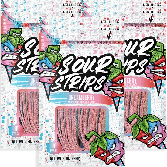 Sour Strips DUO's Dreamberry Sour Candy 3.4 oz 12 ct
