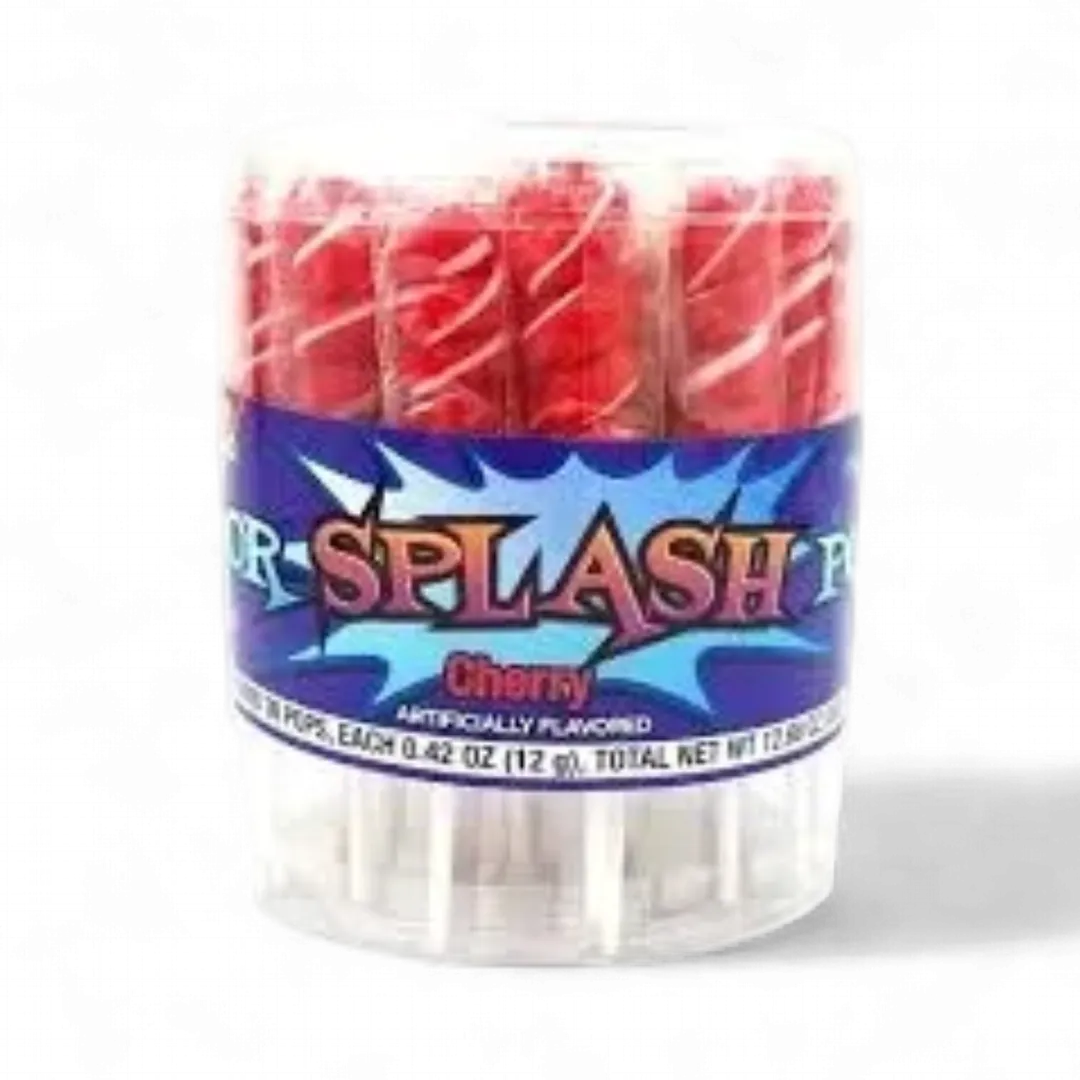 Splash Pops Cherry Red Lollipops 30 Count Tub