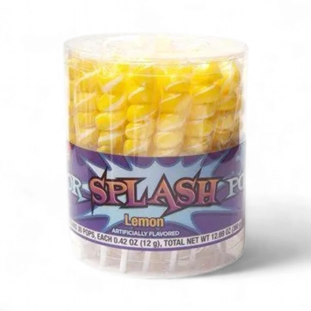 Splash Pops Lemon Lollipops 30 Count Tub