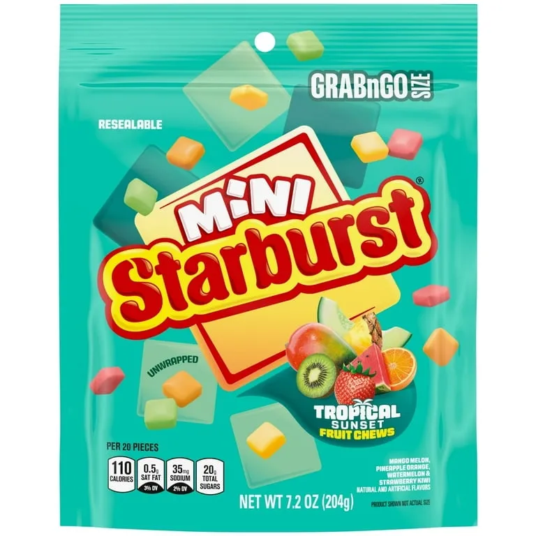 Starburst Tropical Mini Fruit Chew Candy 7.2 oz 8ct