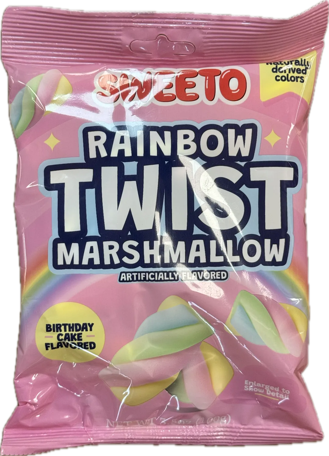 Sweeto Rainbow Twist Birthday Cake Marshmallows 3.5 oz 12 ct