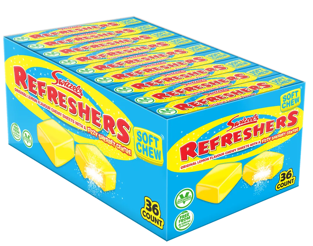 Swizzels UK Import Refresher Lemon Sherbert Chewy Bar 43g 36 ct Tray