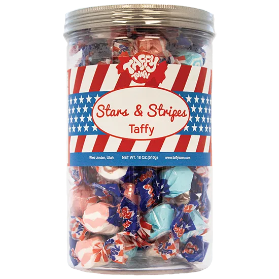 Taffy Town Stars & Stripes Summer Salt Water Taffy Jar 18oz