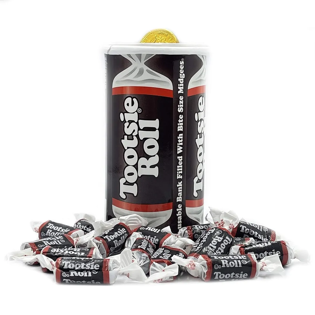 Tootsie Roll Bank Filled with Midgees 5.7 oz 7" Pack of 3