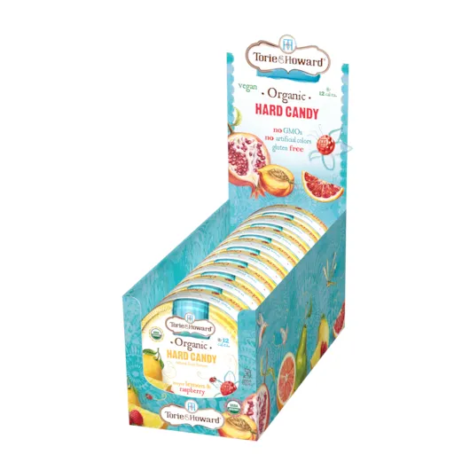 Torie & Howard Hard Candy Tin Lemon Raspberry 2oz 8ct