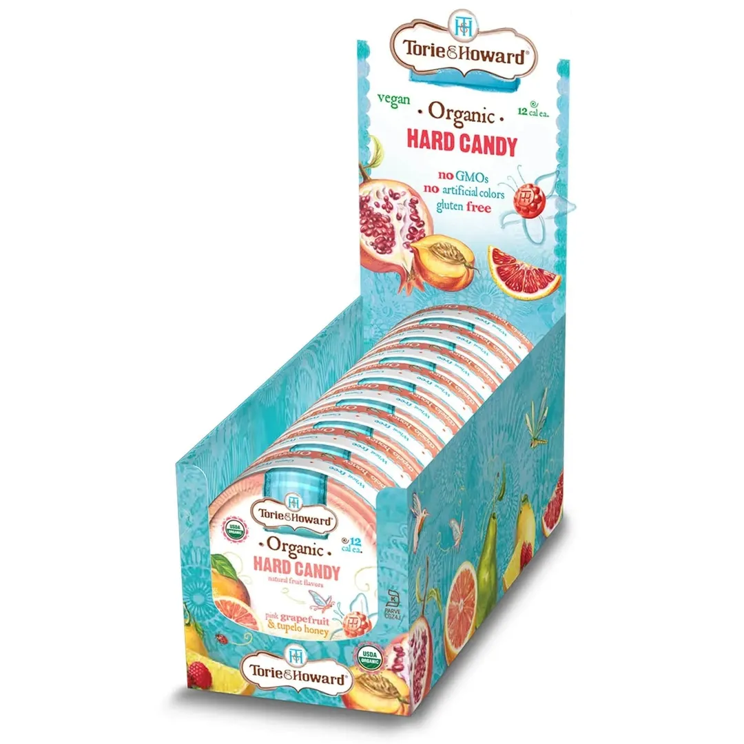 Torie & Howard Hard Candy Tin Pink Grapefruit Honey 2oz 8ct