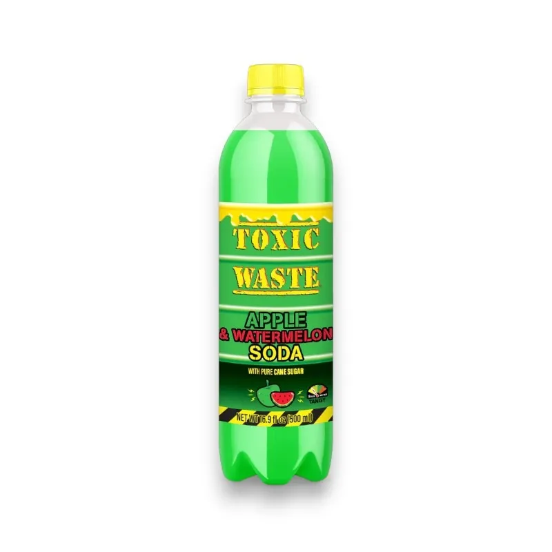 Toxic Waste Sour Sweet Soda Apple Watermelon 17 oz 6 ct