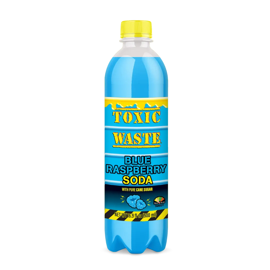 Toxic Waste Sour Sweet Soda Blue Raspberry 17 oz 6 ct